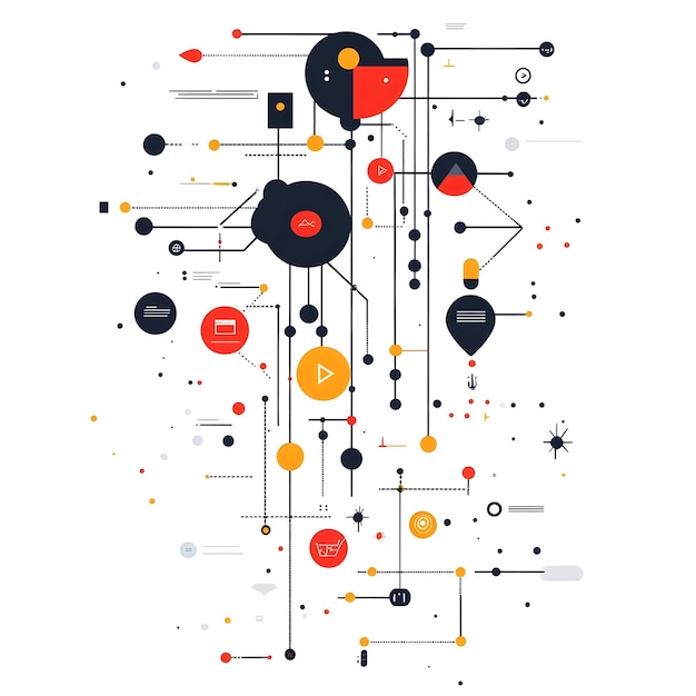 Flat AI Powered Algorithmic Flow Vector concept as A clean abstract vector depicting algorithmic flo