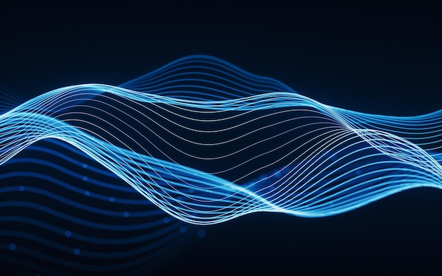 Flowing wave lines curve pattern 3d rendering
