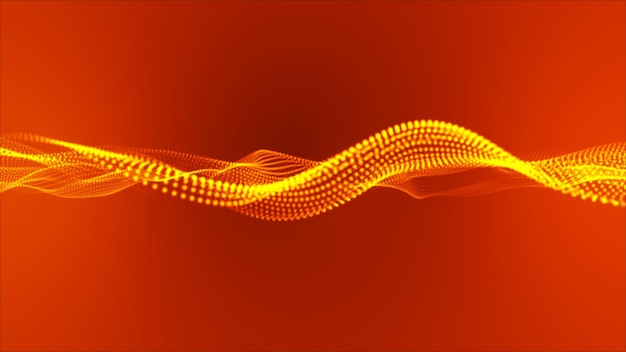 Flowing yellow dots and particles on a deep yellow background Abstract digital particle and dots wave and light abstract background animation cyber or technology background 3d abstract animation