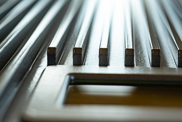 Fluted metal surface next to a control panel