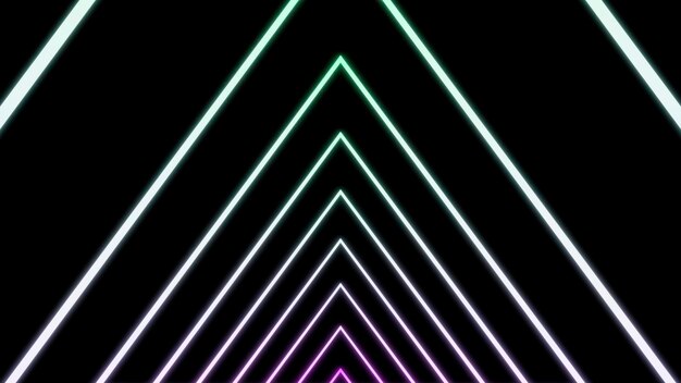 Flying inside color changing tunnel formed by neon lines seamless loop design abstract corridor of