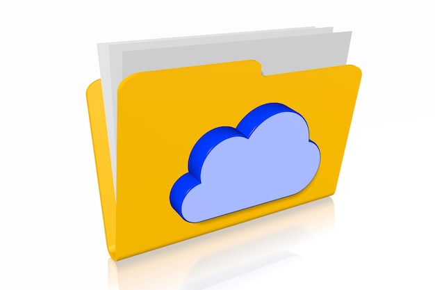 Folder with documents and cloud icon sharing concept