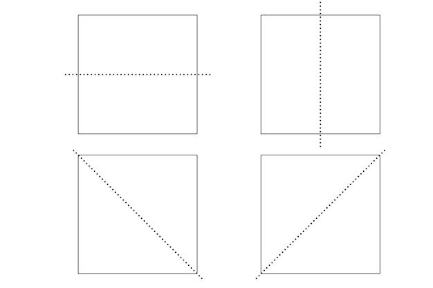 Four lines of symmetry of square