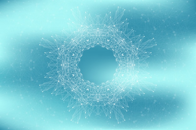 Fractal element with connected lines and dots. Big data complex. Virtual background communication or particle compounds. Digital data visualization, minimal array. Lines plexus, illustration.