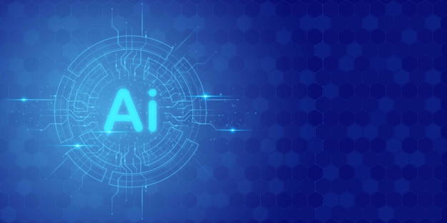 Fremtidens teknologi AI grafik computerchip hjerne hukommelse strøm futuristisk blå abstrakt baggrund