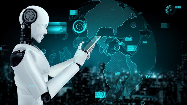 Future financial technology controll by AI robot huminoid uses machine learning