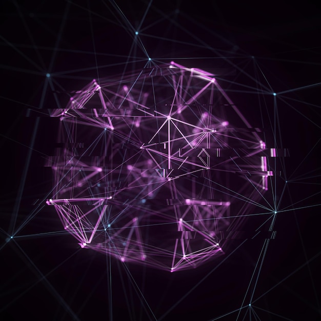 Futuristic 3d shape with glitch effect Data transfer failure Retro futurism concept Virtual reality analysis Abstract digital element for use in web design 3d rendering