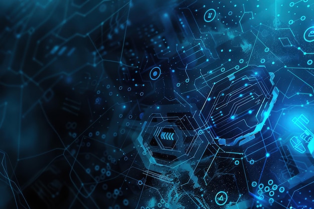 Futuristic Abstract Blue Digital Background with Modern Tech Design and Blue Glow