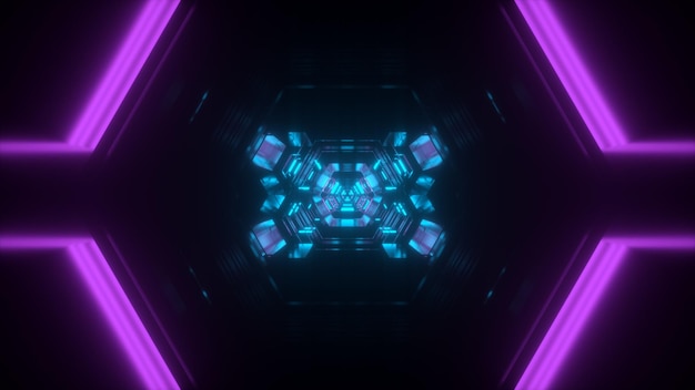 futuristic abstract tech metal tunnel spaceship corridor  3d rendering