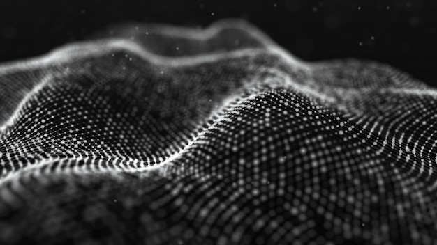 futuristic background of points and lines with a dynamic wave big data abstract background 3d rendering 4k