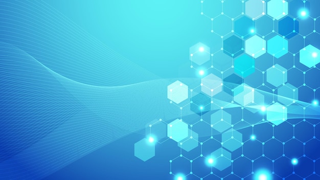 Futuristic Blue Medical Background With Hexagon Tech