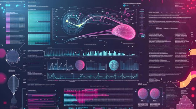 futuristic cybernetic interface with data visualization and textual information