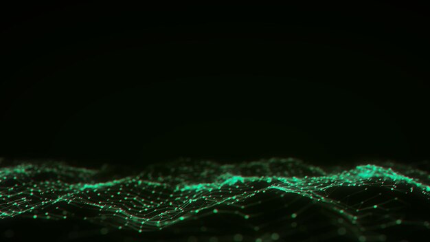 Futuristic digital wave with glitch effect Concept of noise in cyberspace Distortion of the digital flow Damaged signal 3D rendering