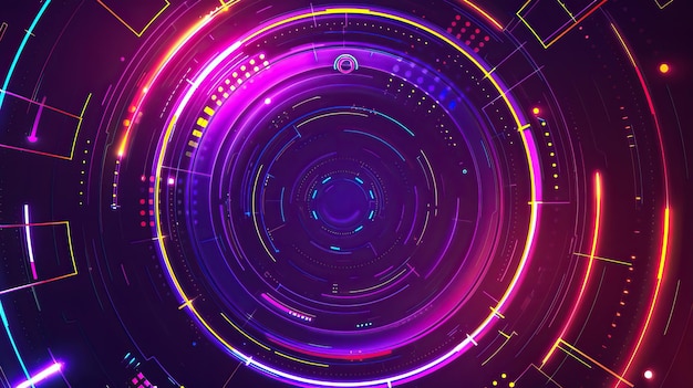Futuristic Glowing Red and Blue Circle Orbit