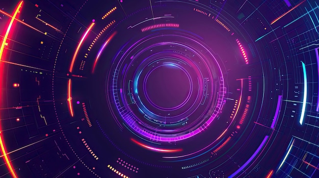 Futuristic Glowing Red Purple and Blue Circle Orbit