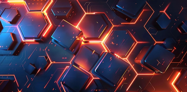 Futuristic hexagonal pattern with glowing edges on a dark background