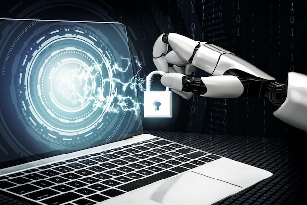 futuristic robot artificial intelligence concept 3d illustration