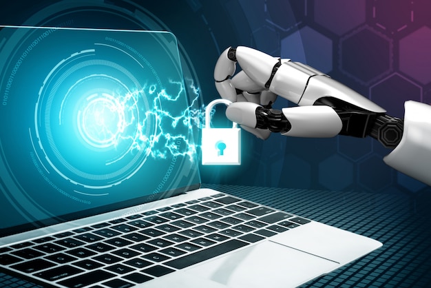 futuristic robot artificial intelligence concept.