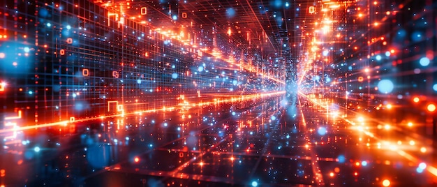 Futuristic science and technology abstract illustrating the network of information and digital connections in a modern cyber space