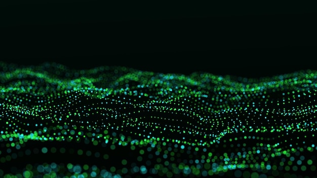 Futuristic technology wave Digital cyberspace Abstract wave with moving particles on background
