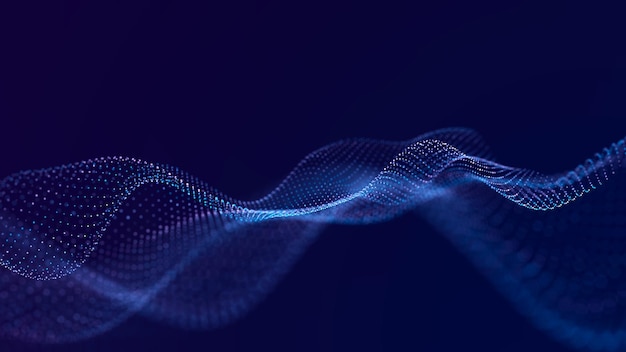 Futuristic wave Network connection structure in cyberspace 3D rendering