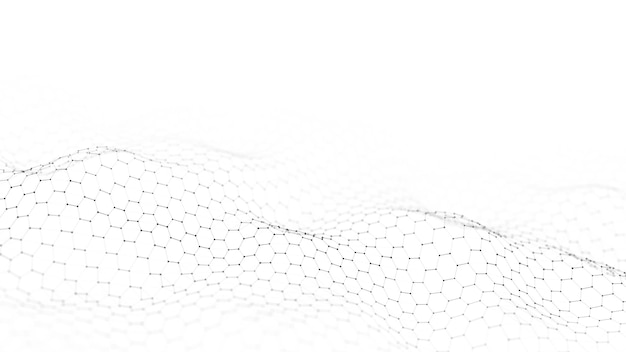 futuristic white hexagon dynamic wave futuristic honeycomb concept digital technology webflow big data visualization 3d rendering