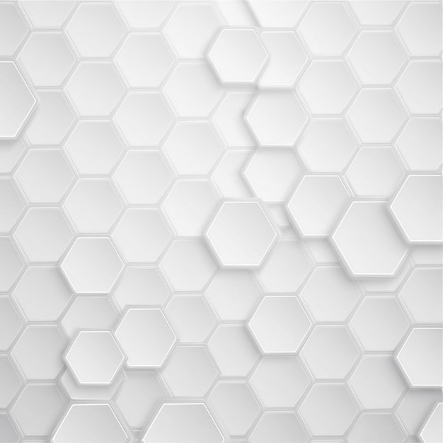 Futuristisk 3D hvid bikubemosaik baggrund. Realistisk geometrisk tekstur. Abstrakt hvid vektor