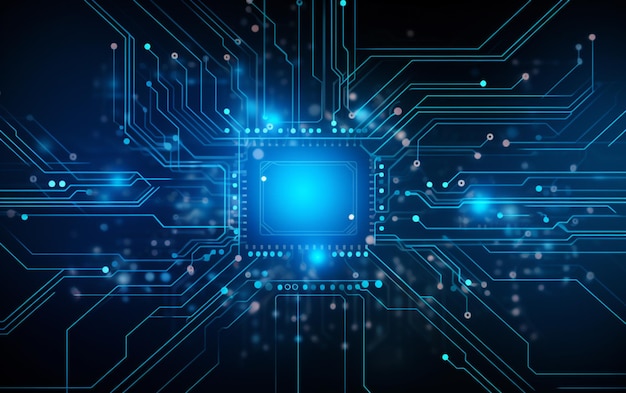 Futuristisk banner för digital teknik med kretslinjer