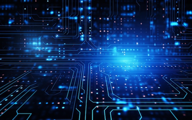Futuristisk banner för digital teknik med kretslinjer