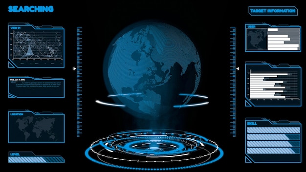 Futuristisk dashboard til brugergrænseflade til store dataanalyser i informationsdiagram