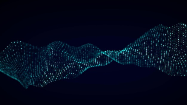Futuristisk dynamisk digital bølge Abstrakt nanoteknologisk flow Videnskabelig baggrundskoncept 3D-rendering