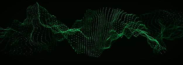 Futuristisk dynamisk digital våg Abstrakt nanoteknikflöde Vetenskap bakgrundskoncept 3D-rendera