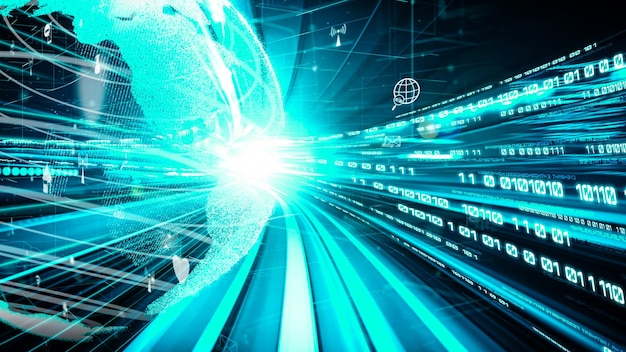 Futuristisk globalt netværk af folk på sociale medier og tavs deling af digitale data