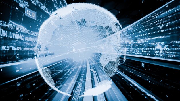Futuristisk globalt netværk og underforstået digital dataoverførsel