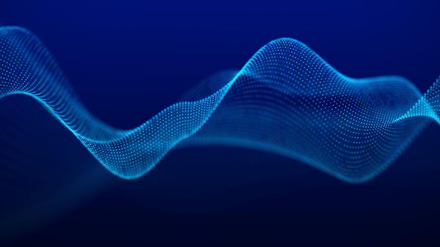 Futuristisk illustration med dataeksplosion. Abstrakt baggrund med glødende partikler. Digital bevægende bølge 3D-rendering