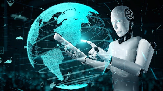 Futuristisk robot artificiell intelligens huminoid AI transportanalys