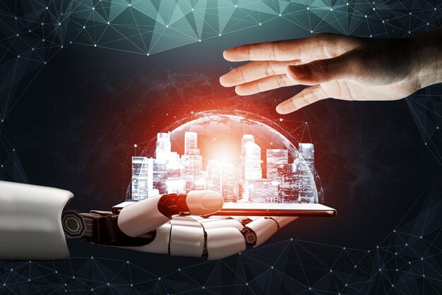 Futuristisk robot, kunstig intelligens koncept 3D-rendering
