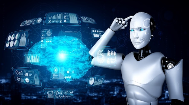 Futuristisk robot og dataanalyse