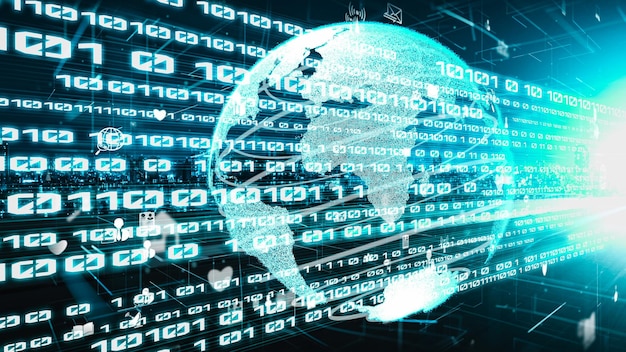 Futuristiskt globalt socialt medie-nätverk för människor och tyst digital datadelning