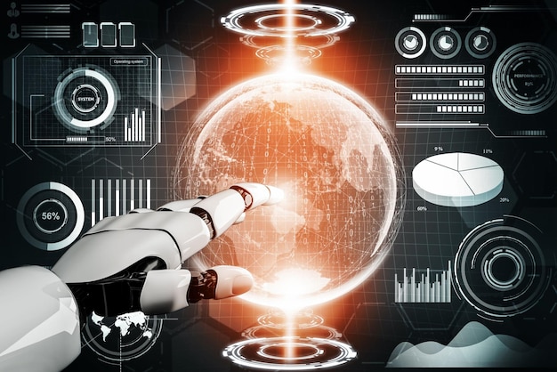 Futuristiskt robotkoncept för artificiell intelligens 3D-illustration