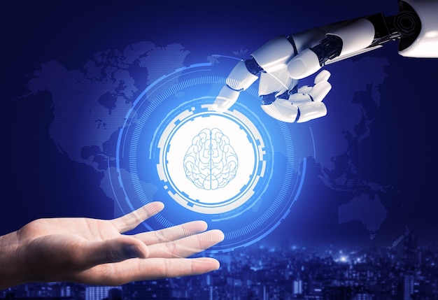 Futuristiskt robotkoncept för artificiell intelligens 3D-illustration