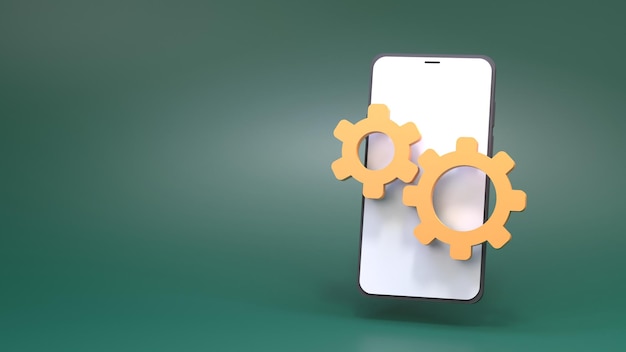 Gear and mobile phone 3D render