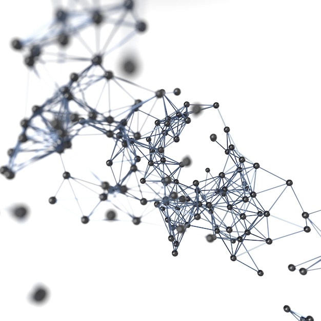 Gene lines and nodes biological gene structure 3d rendering