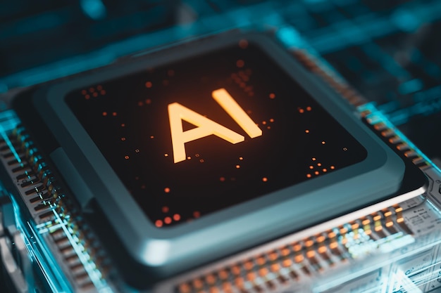 Generativ kunstig intelligens cpu konceptbillede 3d-gengivelse