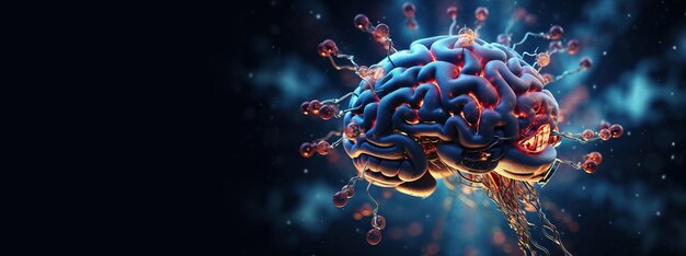 Generative AI human brain and artificial intelligence concept big data processing computer