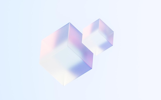 Gennemsigtigt glas med gradientfarver i 3D-rendering