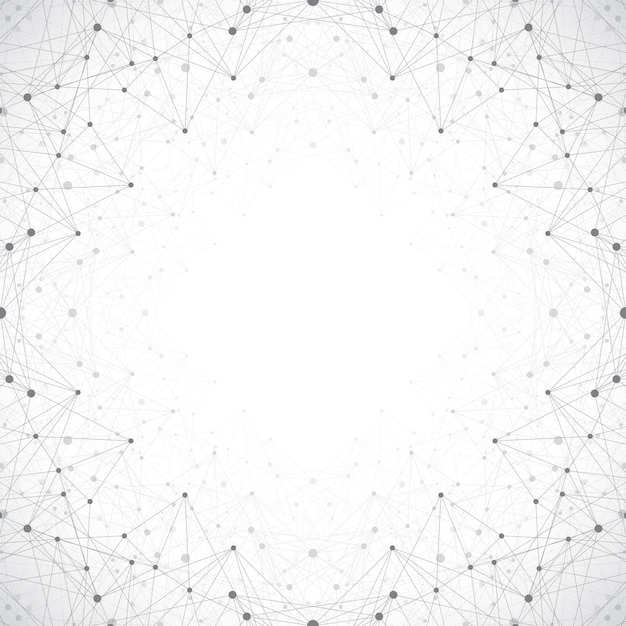 Geometric abstract grey illustration with connected lines and dots. Medicine, science, technology background for your design.