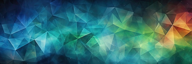 Geometric Lines Abstract Crystalline Blue Yellow Green Panoramic Background
