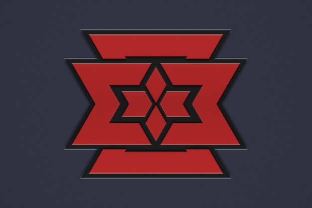 Geometric pattern of red color, Scandinavian Celtic style. Illustration of an abstract woven pattern background. Elements of a geometric pattern on a dark background