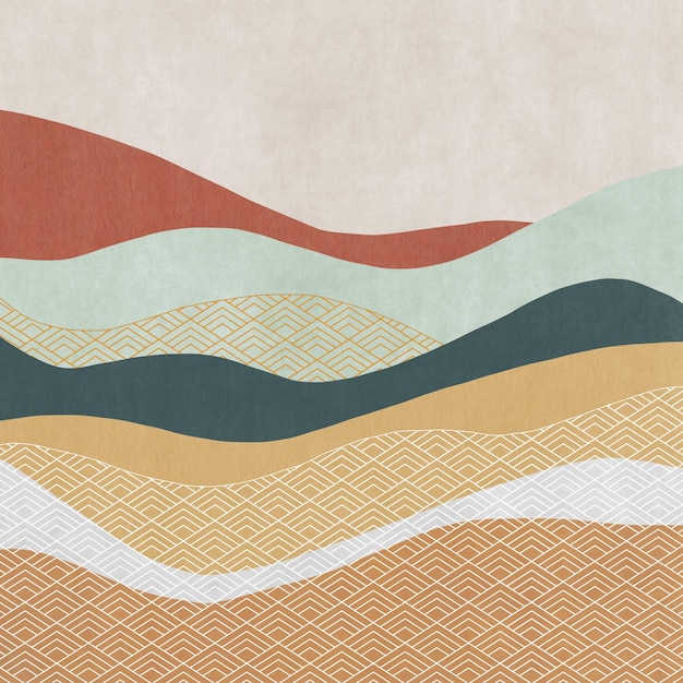 Geometric wave background pattern, abstract mountain, simple style hanging picture